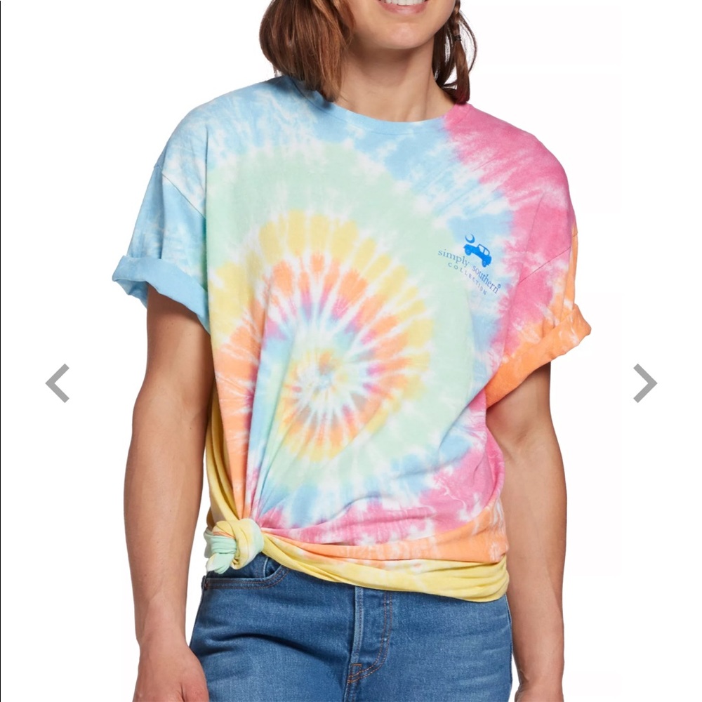 Simply Southern Collection - Mountain Happy Tie-Dye Shirt / Size Large